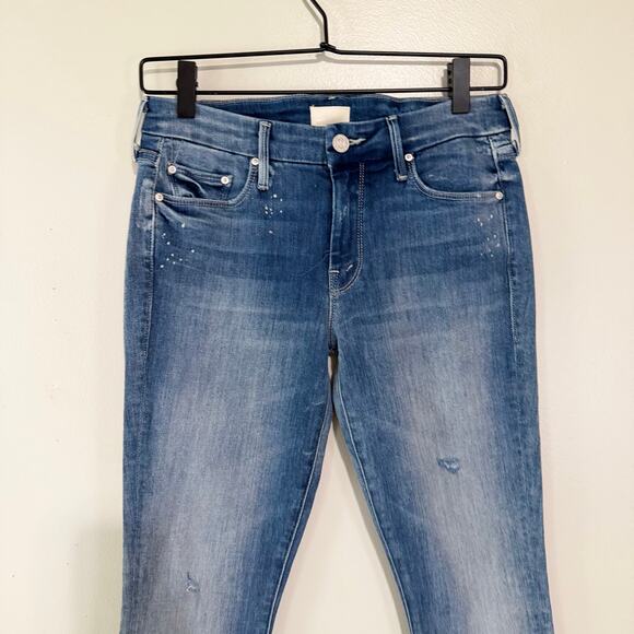 Mother Looker Ankle Fray Jeans Double Time Distressed Stretch Raw Hem Size 27 - Picture 4 of 13